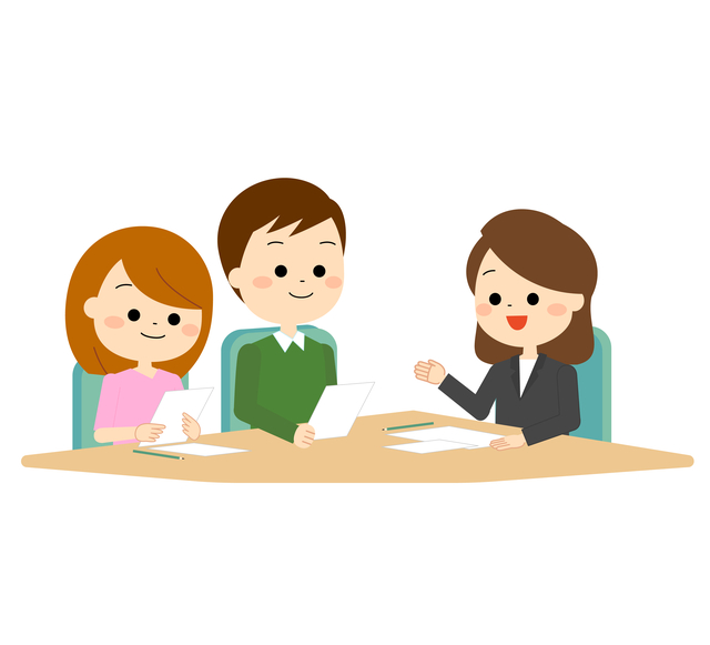 説明する女性のイラスト